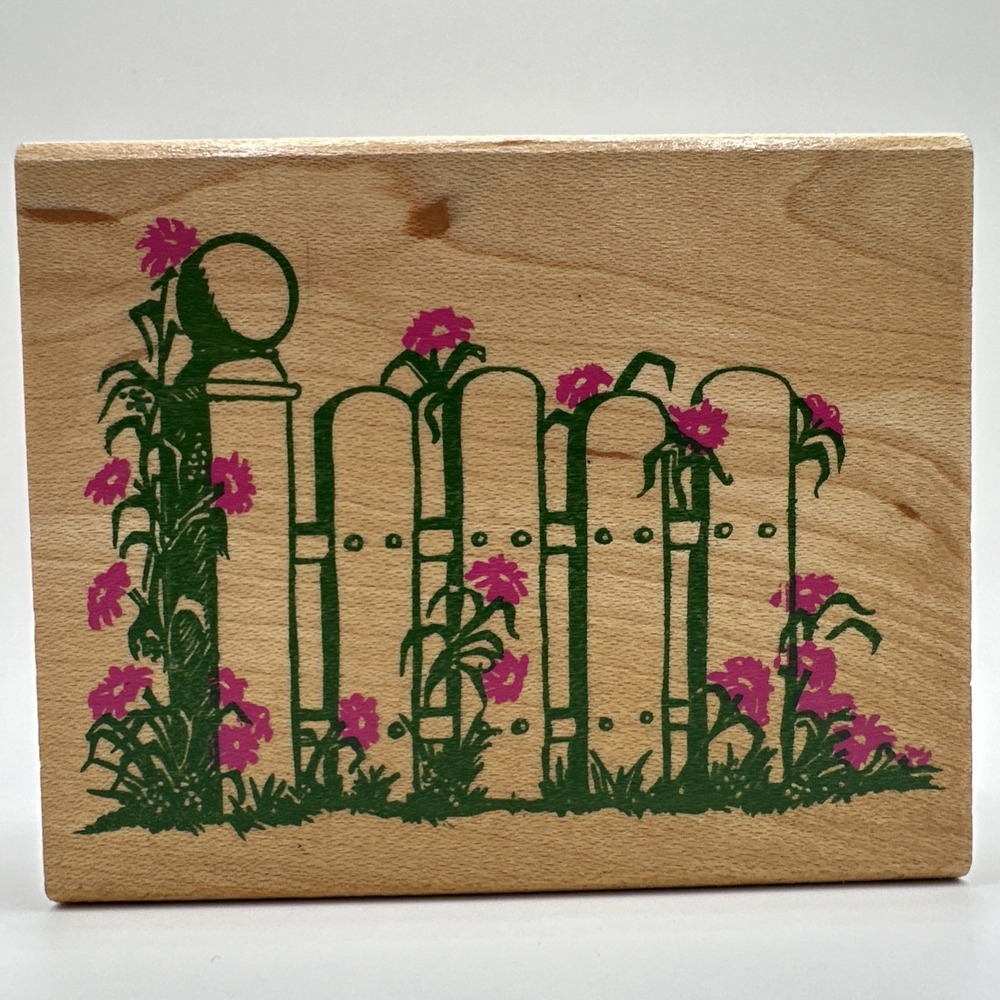 Rubber Stampede Flowering Fence Z593F Wood Mounted Rubber Stamp